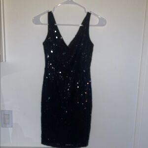 Lulu's Black Sequin Mini Dress